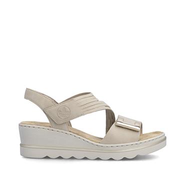 Rieker Cross Strap Velcro Wedge Sandal - Beige